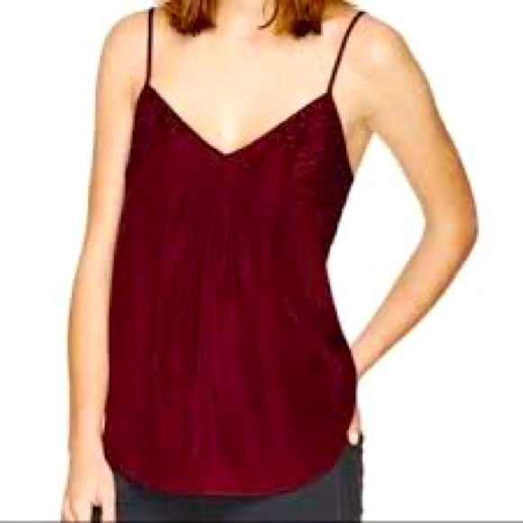 Talula Tops - Talula Size S Burgundy Spagetti Strap Adjustable Pleated Lace Inset Camisole Top